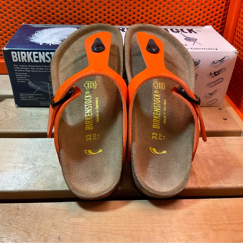 Birkenstock Kids Gizeh Sandals - Orange Patent